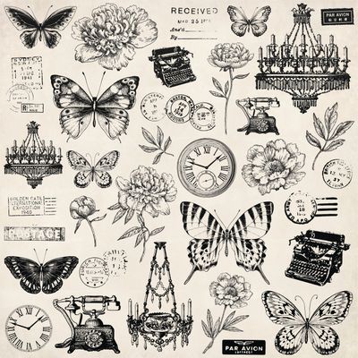 Kaisercraft - Pen &amp; Ink - 12&quot;x12&quot; Glazed Paper - Antiques