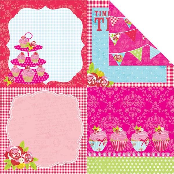 Kaisercraft - Tea Party - 12"x12" Double-sided Paper Sheet - Tea Cake
