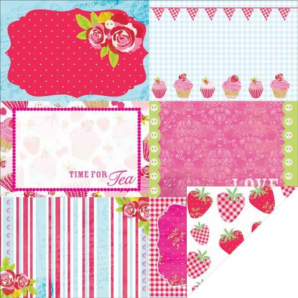 Kaisercraft - Tea Party - 12"x12" Double-sided Paper Sheet - Strawberry Surprise