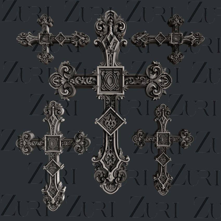 Zuri Design - Silicone Moulds - Ornate Crosses Set 3