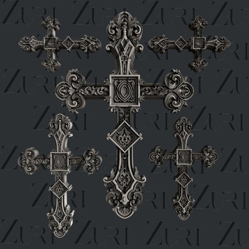 Zuri Design - Silicone Moulds - Ornate Crosses Set 3