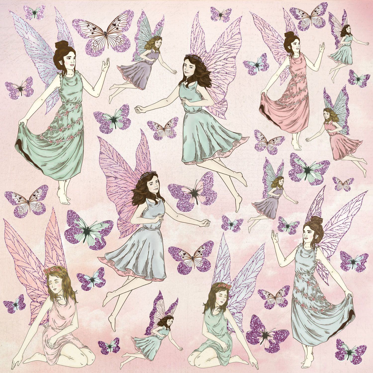 Kaisercraft - Fairy Garden - 12&quot;x12&quot; Glitter Paper - Flutterby