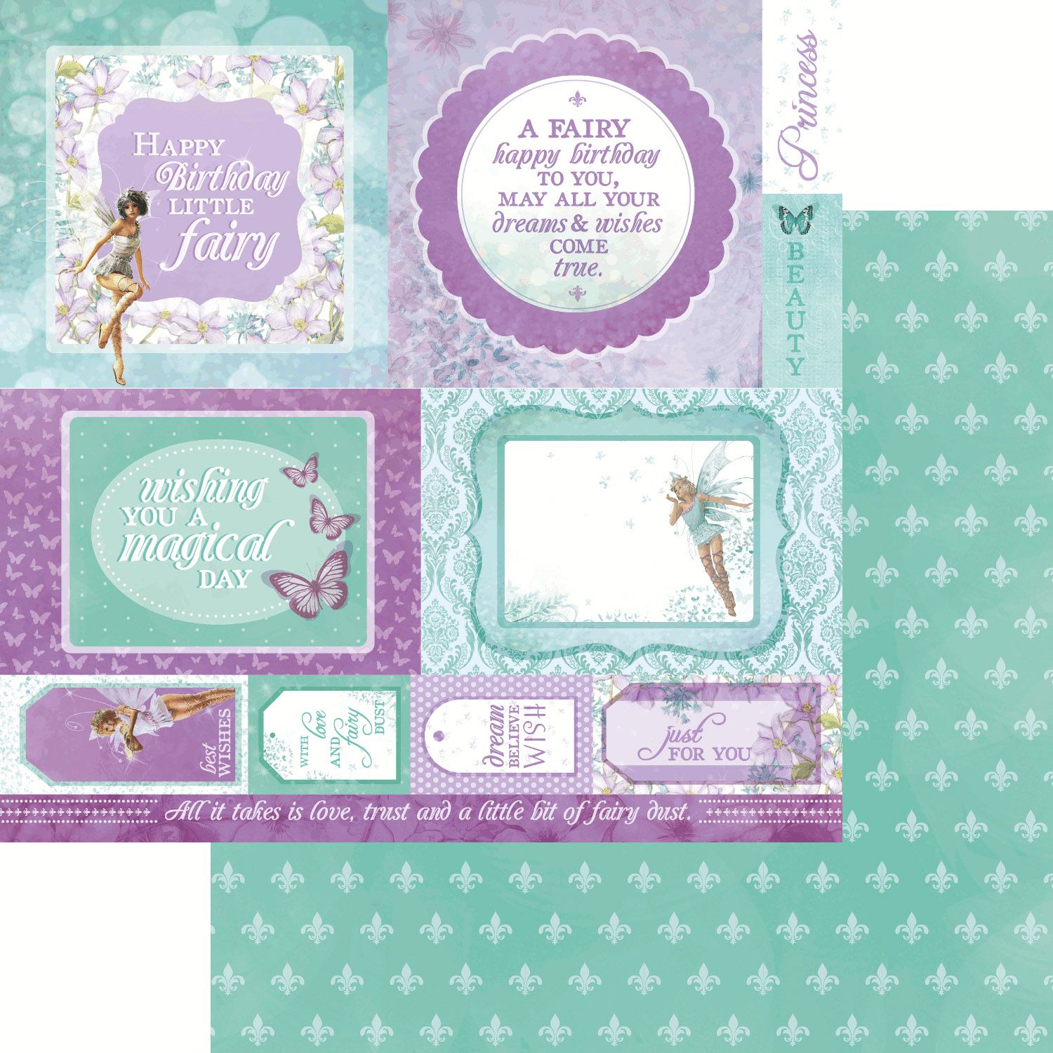 Kaisercraft - Fairy Dust - 12&quot;x12&quot;double-sided Paper - Fairy Wishes