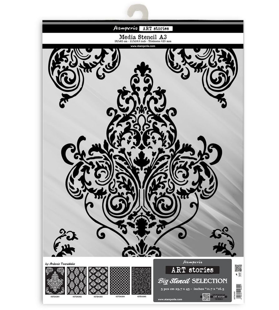 Stamperia - Art Stories - Big A3 Stencil Selection - 5 pcs