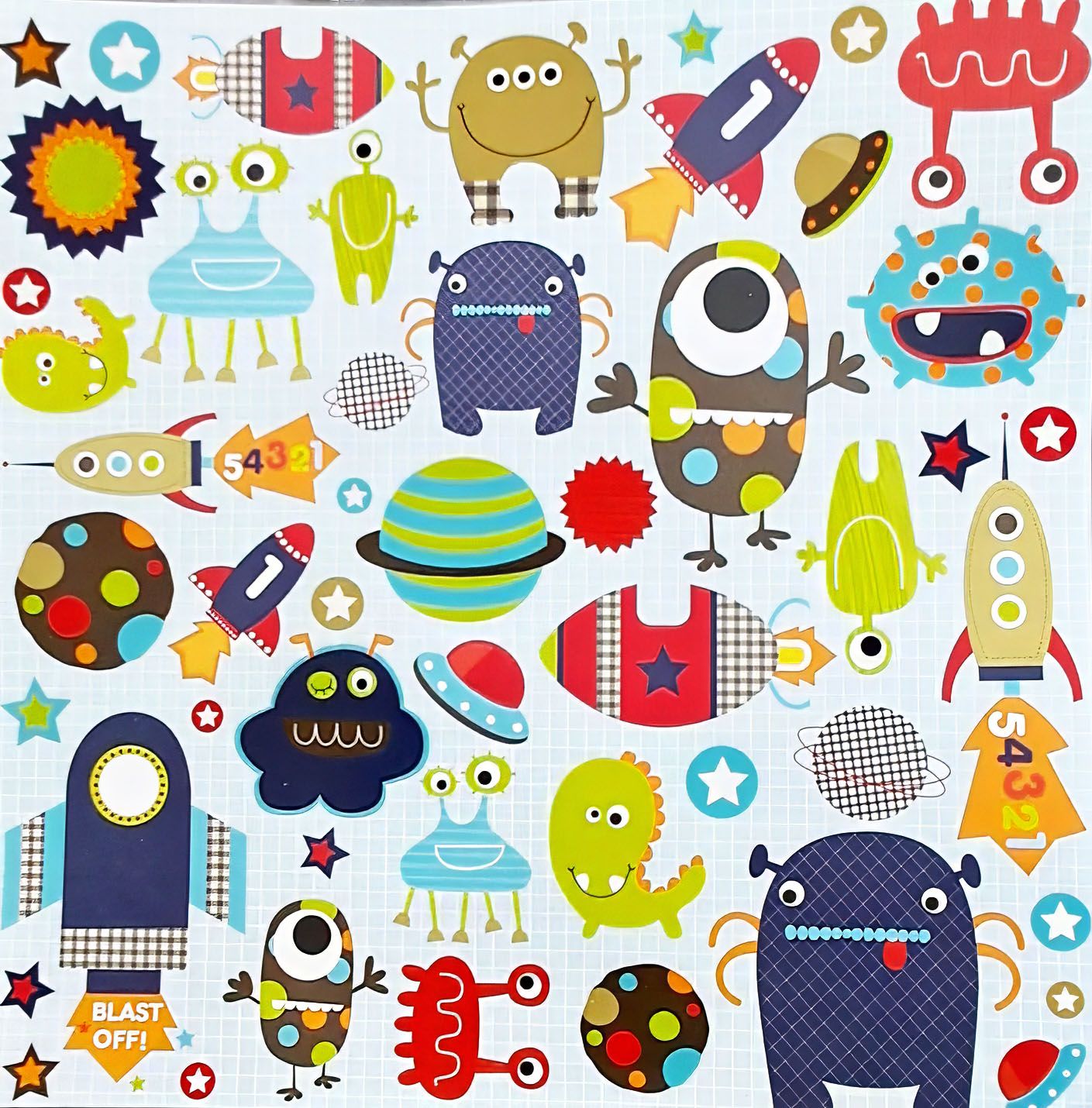 Kaisercraft - Blast Off - 12&quot;x12&quot; Glazed Paper - Martians