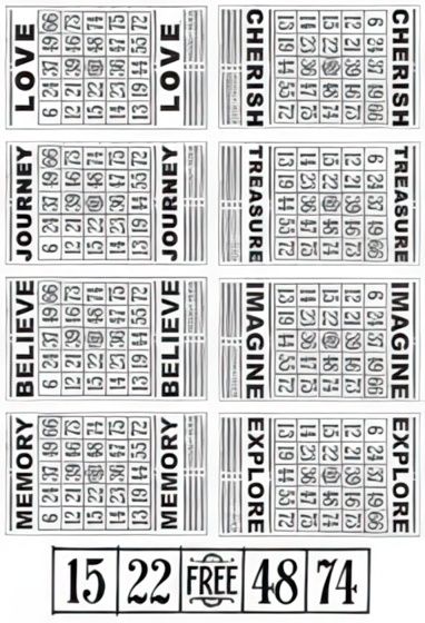 Kaisercraft - Clear Stamp Set - Miss Match - Bingo Cards