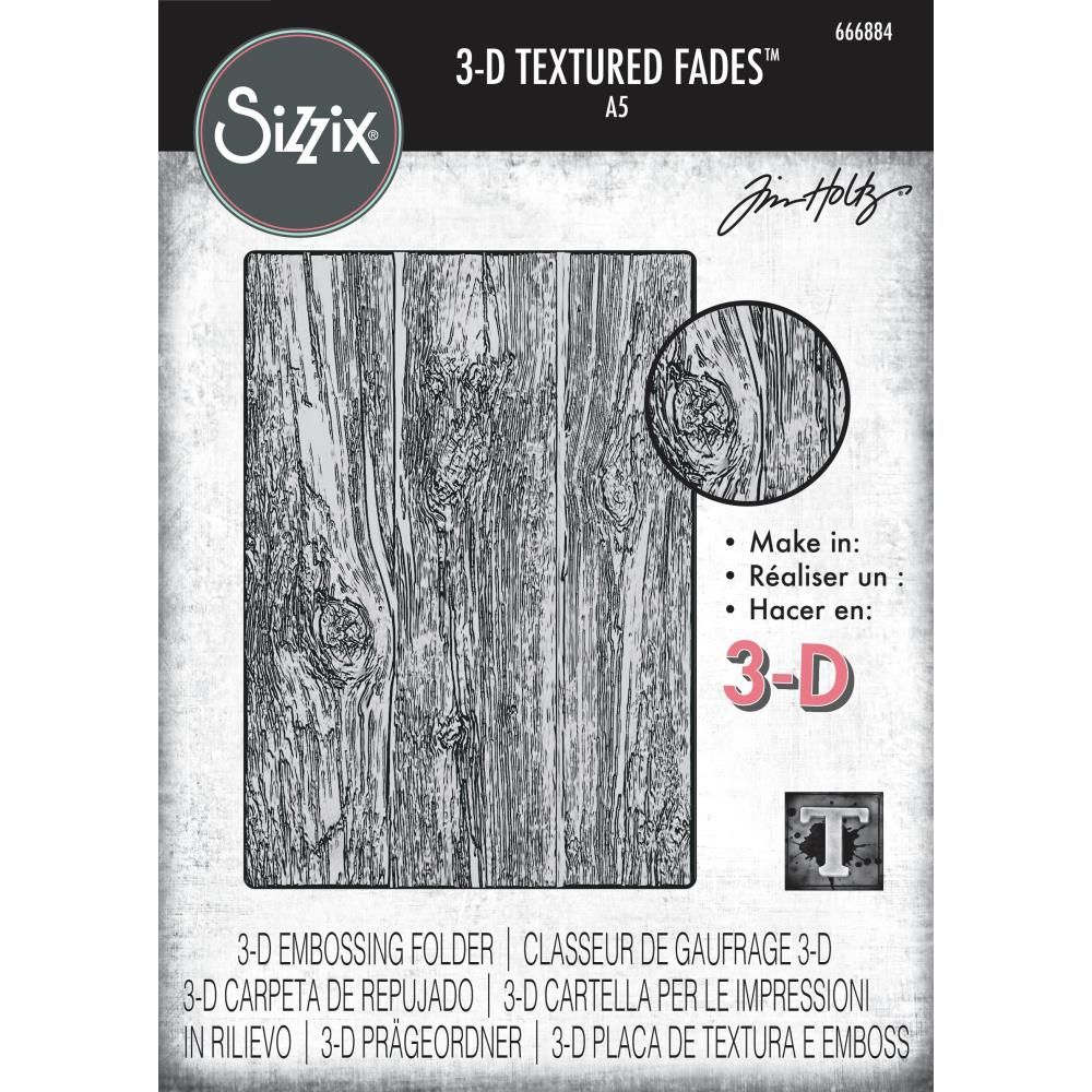 Sizzix - Tim Holtz - 3D Texture Fades A5 Embossing Folder - Lumber