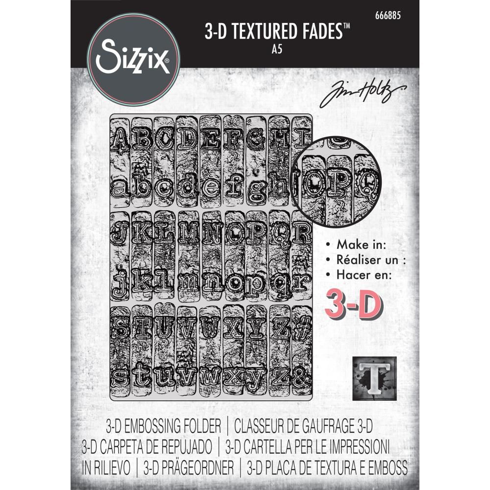 Sizzix - tTim Holtz - 3D Texture Fades A5 Embossing Folder - Typewriter