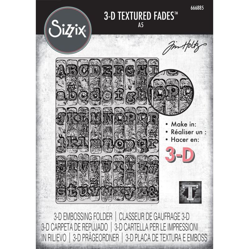 Sizzix - tTim Holtz - 3D Texture Fades A5 Embossing Folder - Typewriter