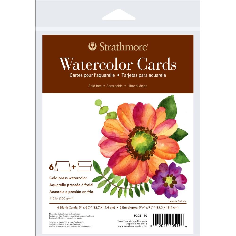 Strathmore - Watercolor Cards - 6 Card Blanks + Envelopes - 12.7 x 17.4 cm