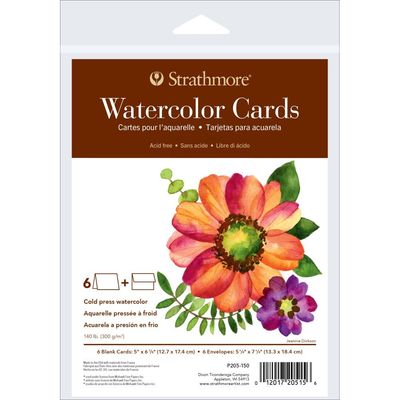 Strathmore - Watercolor Cards - 6 Card Blanks + Envelopes - 12.7 x 17.4 cm