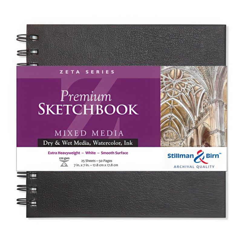 Stillman &amp; Birn - Premium Sketchbook- ZETA Range - Spiral Bound - 7&quot;x7&quot; Square