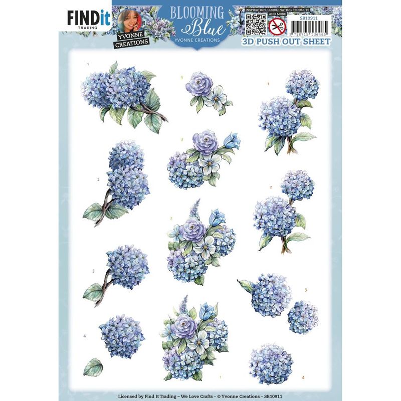 Find It Trading - 3D Paper Tole Sheets - Blooming Blue - Hydrangea