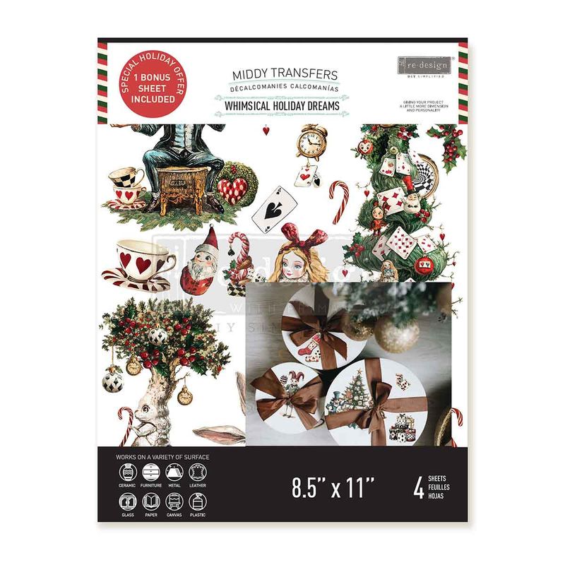 Prima Marketing Re-Design - Middy Decor Transfer - Whimsical Holiday Dreams