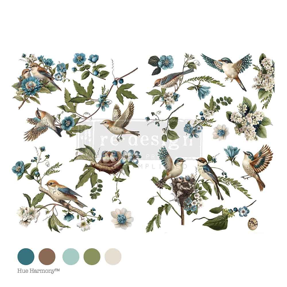 Prima Marketing Re-Design - Decor Transfer - 24&quot;x35&quot; Cut into 4 pces - Aviary Elegance