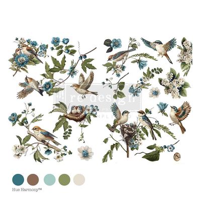 Prima Marketing Re-Design - Decor Transfer - 24"x35" Cut into 4 pces - Aviary Elegance