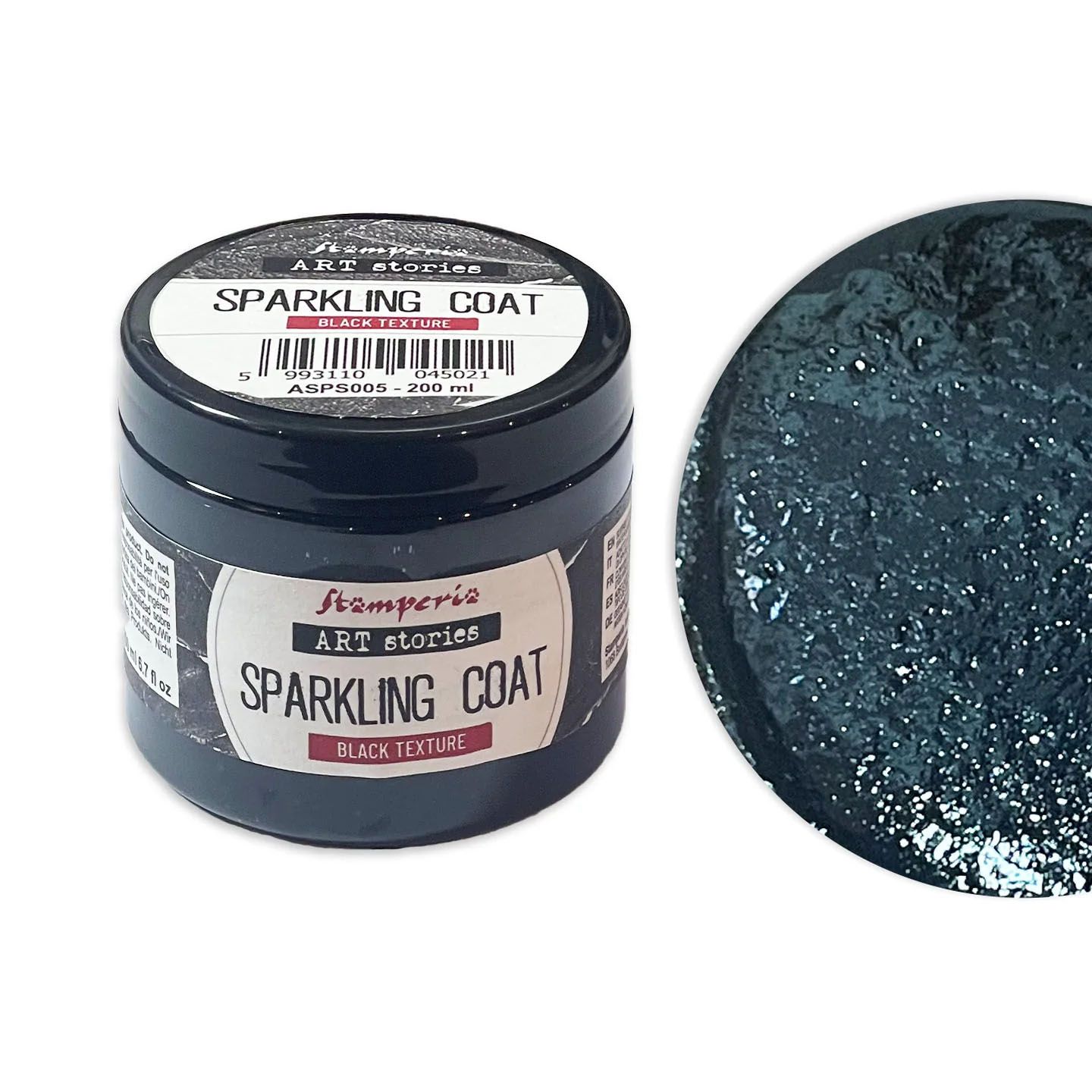 Stamperia - Black Sparkling Coat - 200 ml