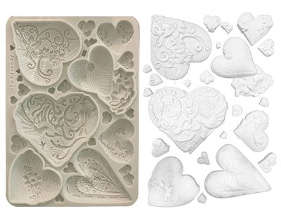 Stamperia - A5 Silicone Mould - Alice in Christmas - Simple Hearts