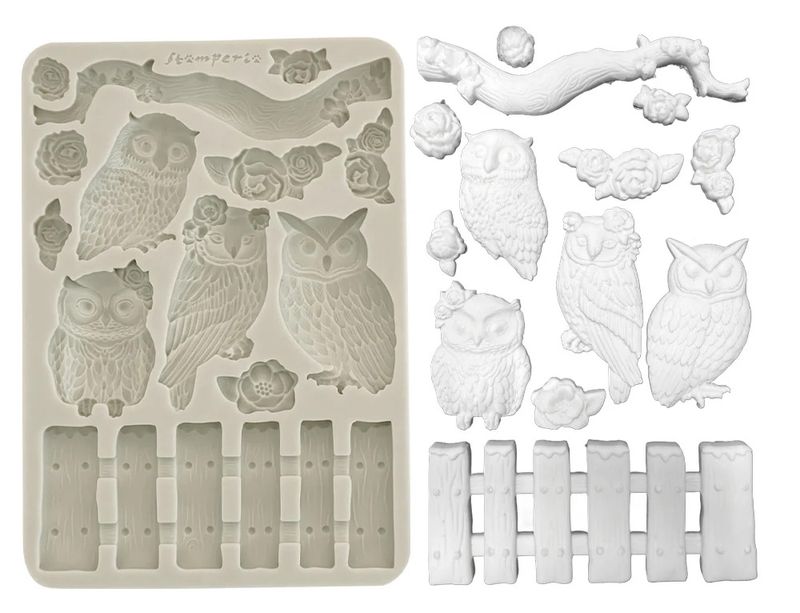 Stamperia - A5 Silicone Mould - The Owl&#39;s House - Owls and Branch