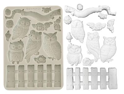 Stamperia - A5 Silicone Mould - The Owl&#39;s House - Owls and Branch