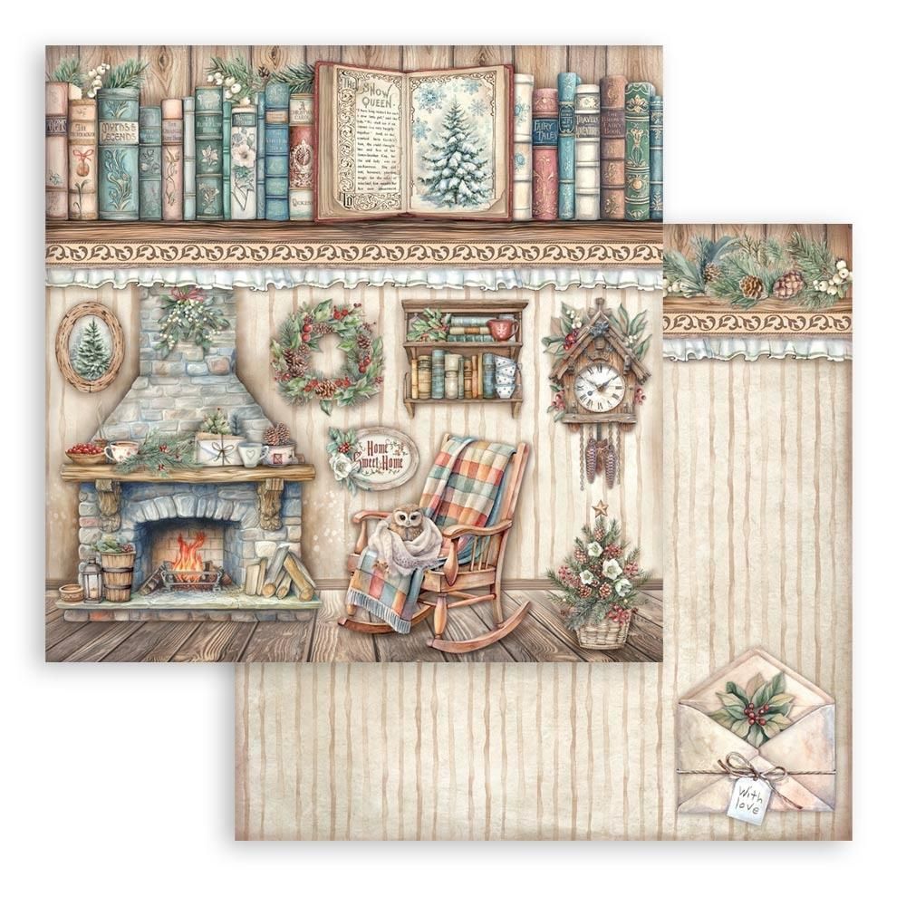 Stamperia - The Owl&#39;s House - 12&quot;x12&quot; Double-sided Paper - Fireplace
