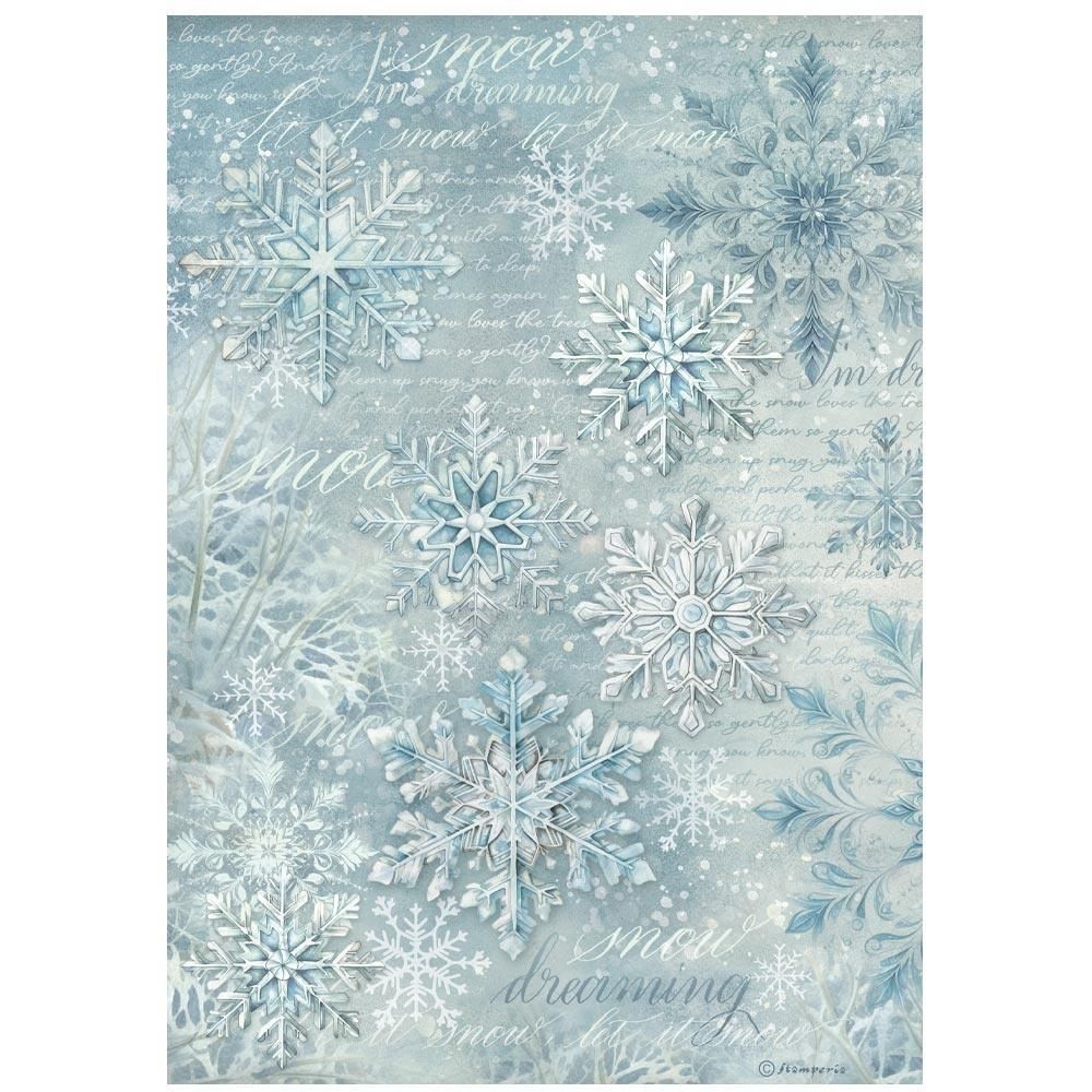 Stamperia - The Owl&#39;s House - A4 Rice Paper - Snowflakes