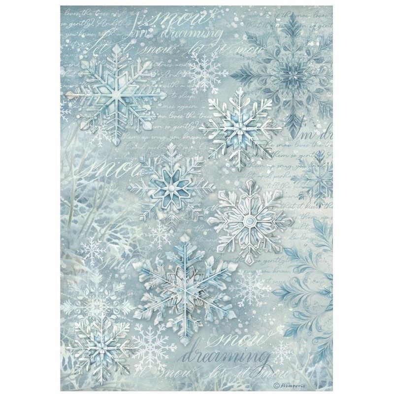 Stamperia - The Owl&#39;s House - A4 Rice Paper - Snowflakes