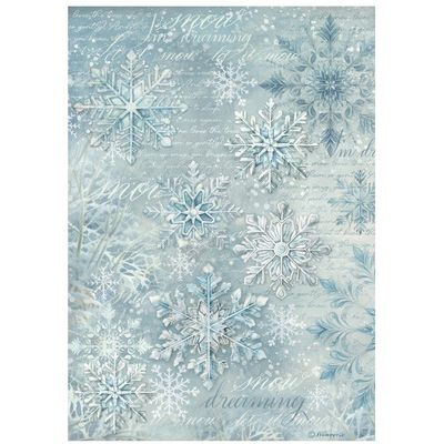 Stamperia - The Owl&#39;s House - A4 Rice Paper - Snowflakes