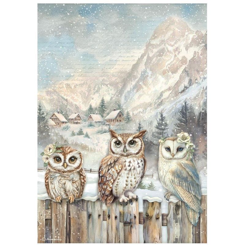 Stamperia - The Owl&#39;s House - A4 Rice Paper - 3 Owls