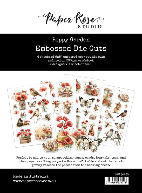 Paper Rose - Embossed Die Cuts - Poppy Garden