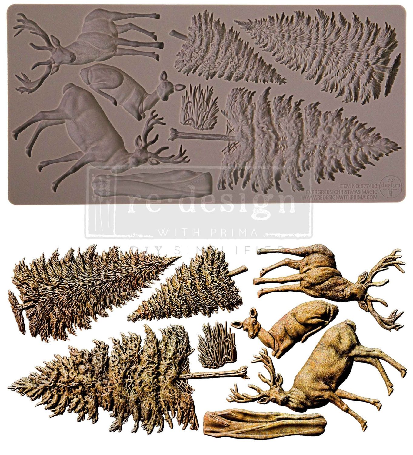 Prima Marketing - Décor Mould - 5&quot;x10&quot; - Evergreen Christmas Magic