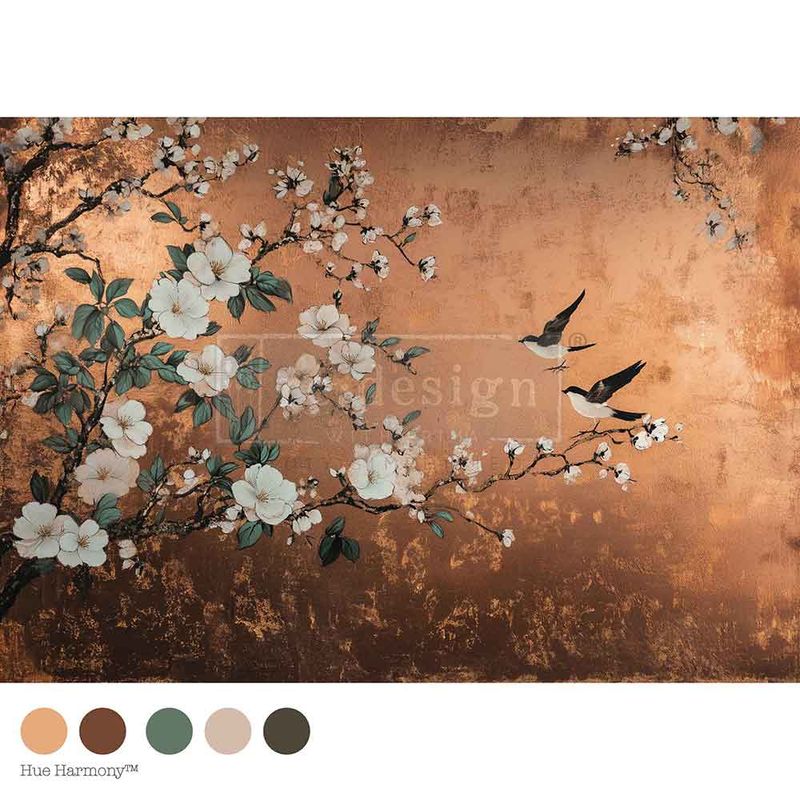 Prima Marketing Re-Design - A1 Decoupage Fibre Sheet - Feathers in the Glow