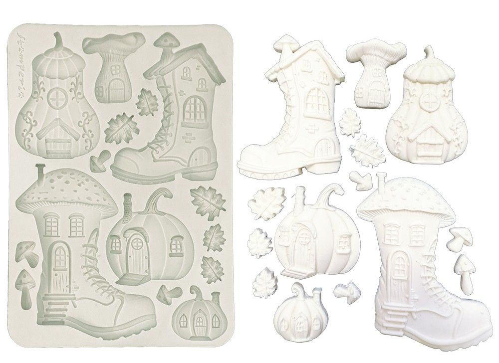 Stamperia - A5 Silicone Mould - Whispering Woods - Boots and Pumpkin House