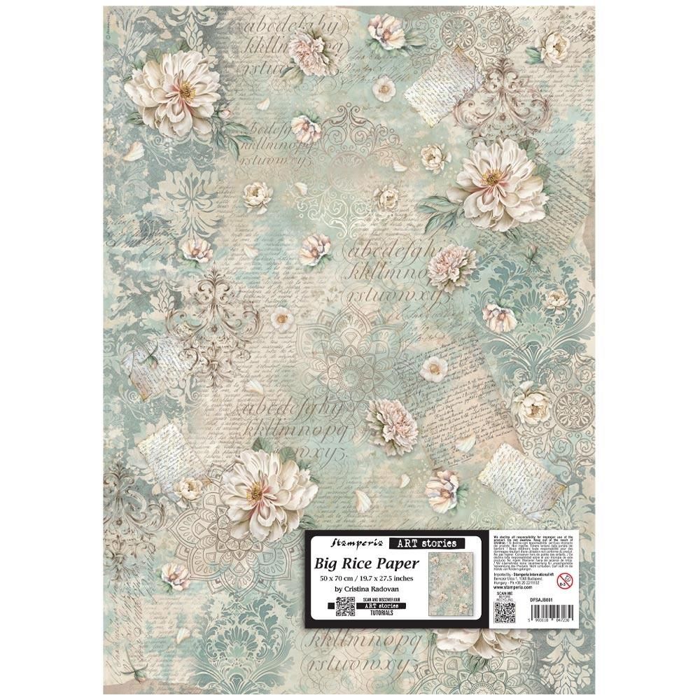Stamperia - Art Stories - Big Rice Paper - 50x70cm - Peony Pattern
