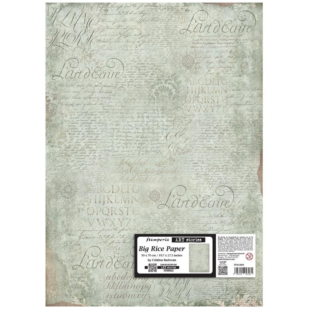 Stamperia - Art Stories - Big Rice Paper - 50x70cm - Manuscript Pattern