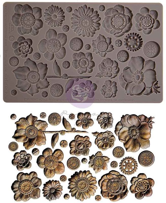 Prima Marketing - Finnabair - 5&quot;x8&quot; Silicone Moulds Rusty Flowers