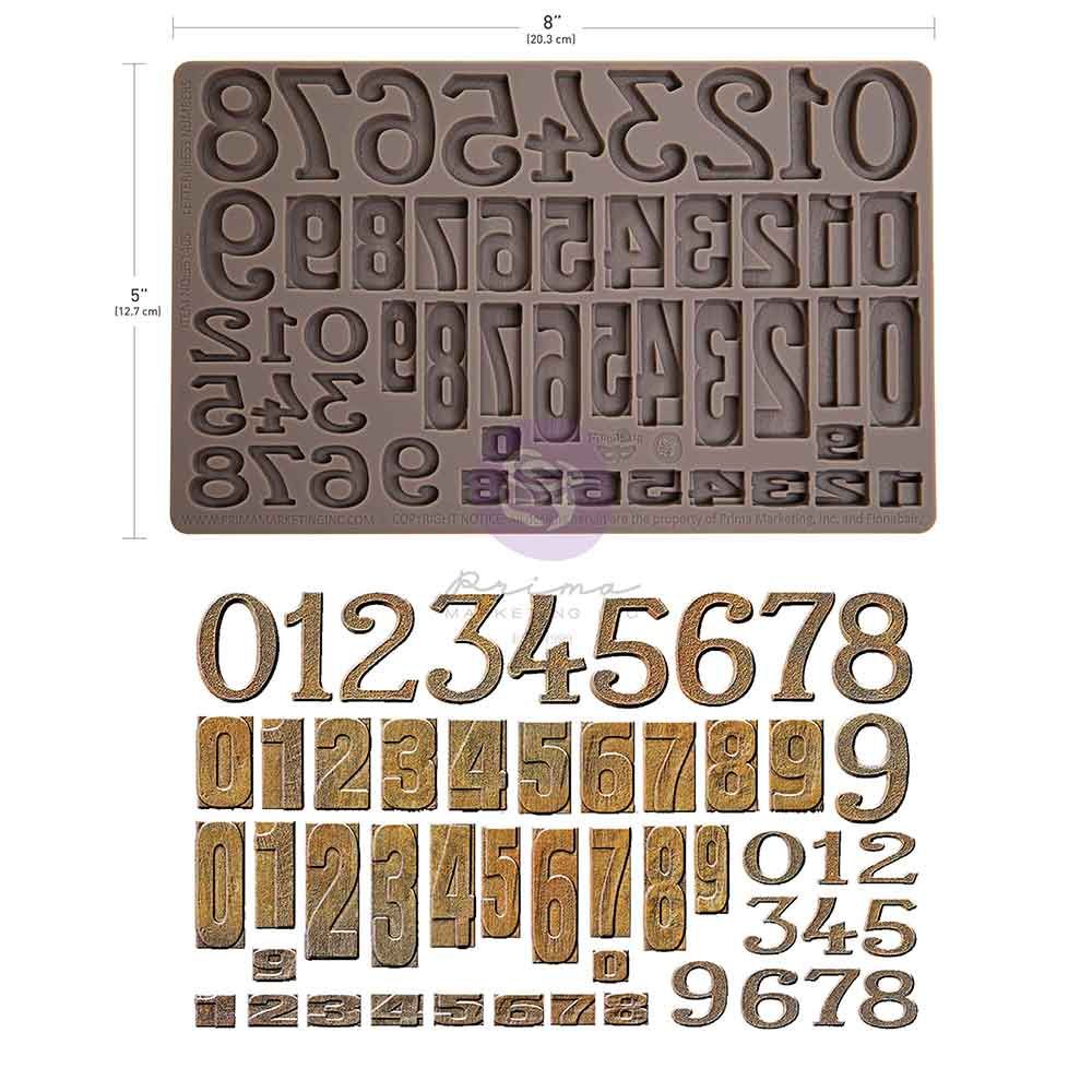 Prima Marketing - Finnabair - 5"x8" Silicone Moulds - Letterpress Numbers
