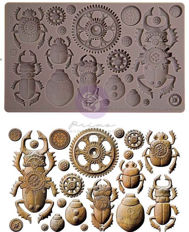 Prima Marketing - Finnabair - 5&quot;x8&quot; Silicone Moulds - Steampunk Beetles