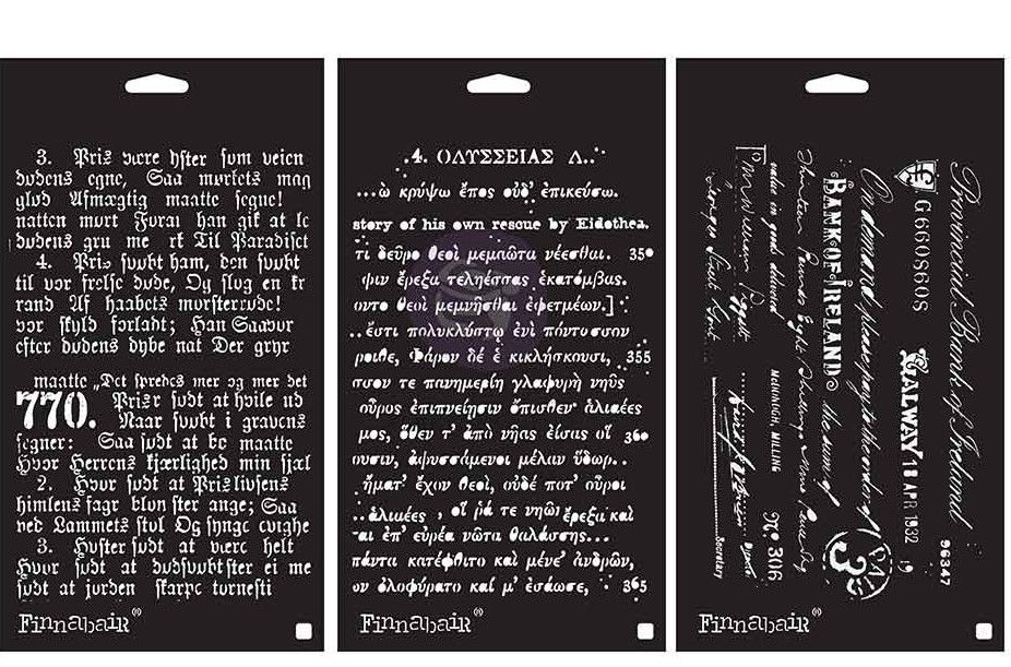 Prima Marketing - Finnabair Limited Edition Stencil Set - Old Pages - 3 Stencils