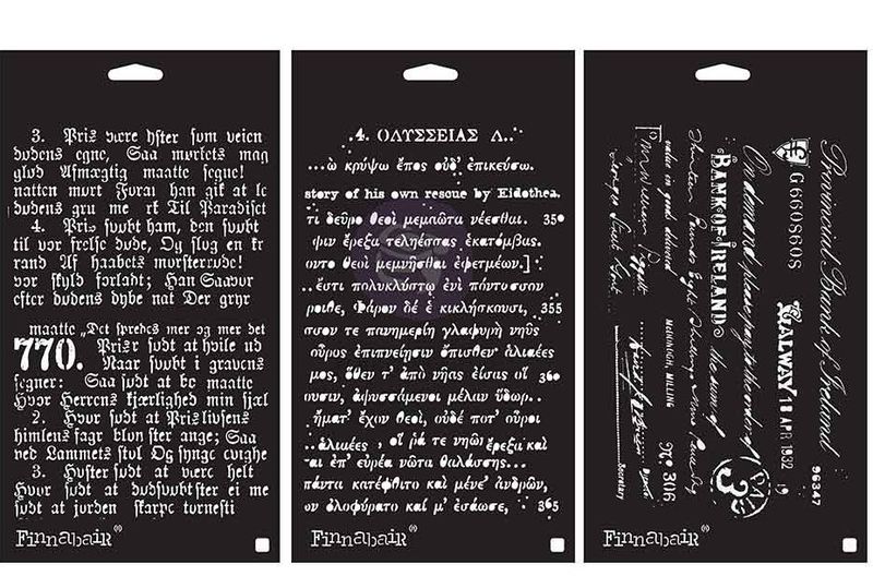 Prima Marketing - Finnabair Limited Edition Stencil Set - Old Pages - 3 Stencils