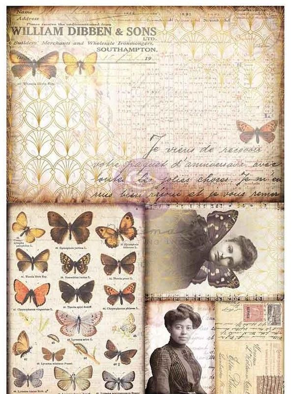 Prima Marketing - Finnabair - A3 Decoupage Fiber - 11.7&quot;x16.5&quot; - Southhampton Butterflies