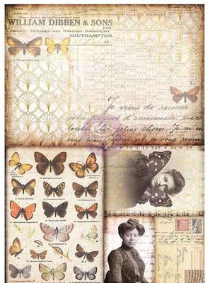 Prima Marketing - Finnabair - A3 Decoupage Fiber - 11.7&quot;x16.5&quot; - Southhampton Butterflies