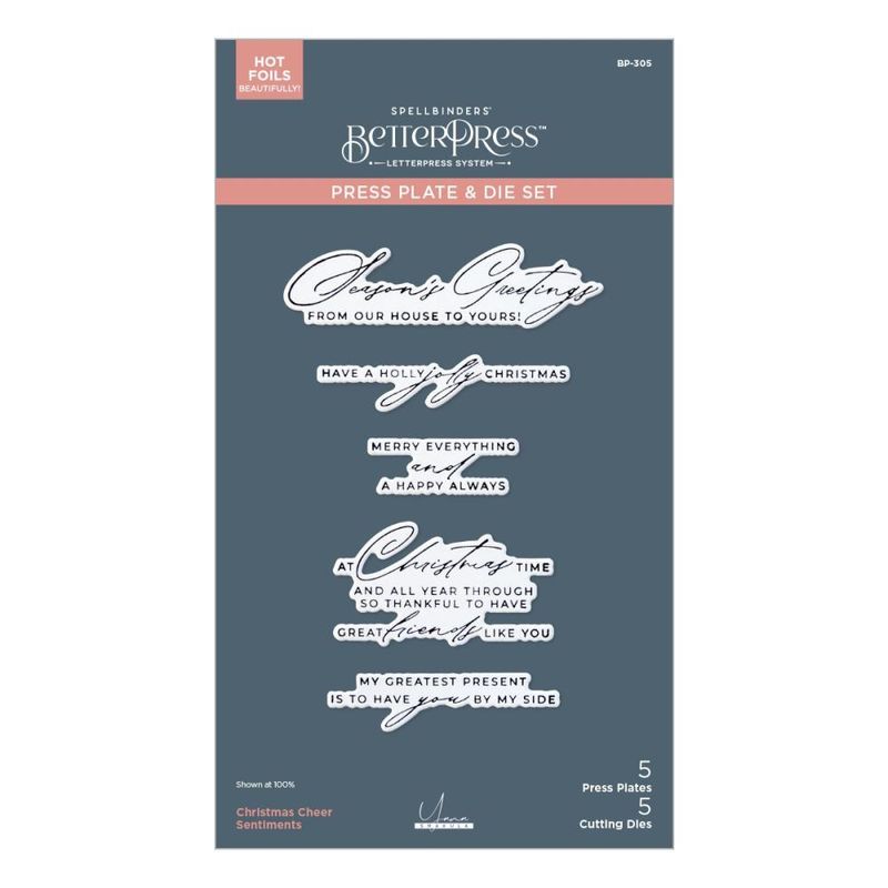 Spellbinders - Betterpress Hotfoil and Die Set - Christmas Cheer Sentiments