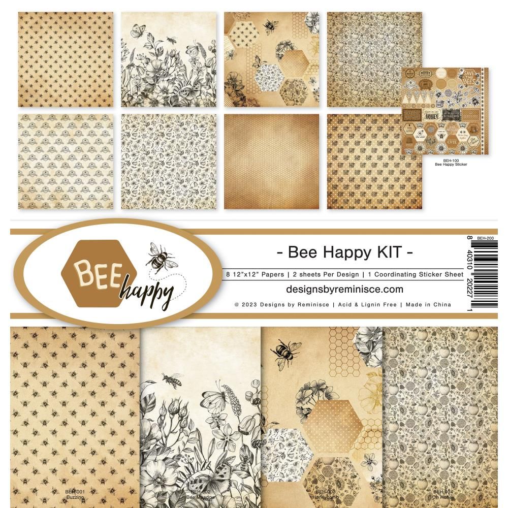 Reminisce - 12"x12" Paper Pack - Bee Happy Kit
