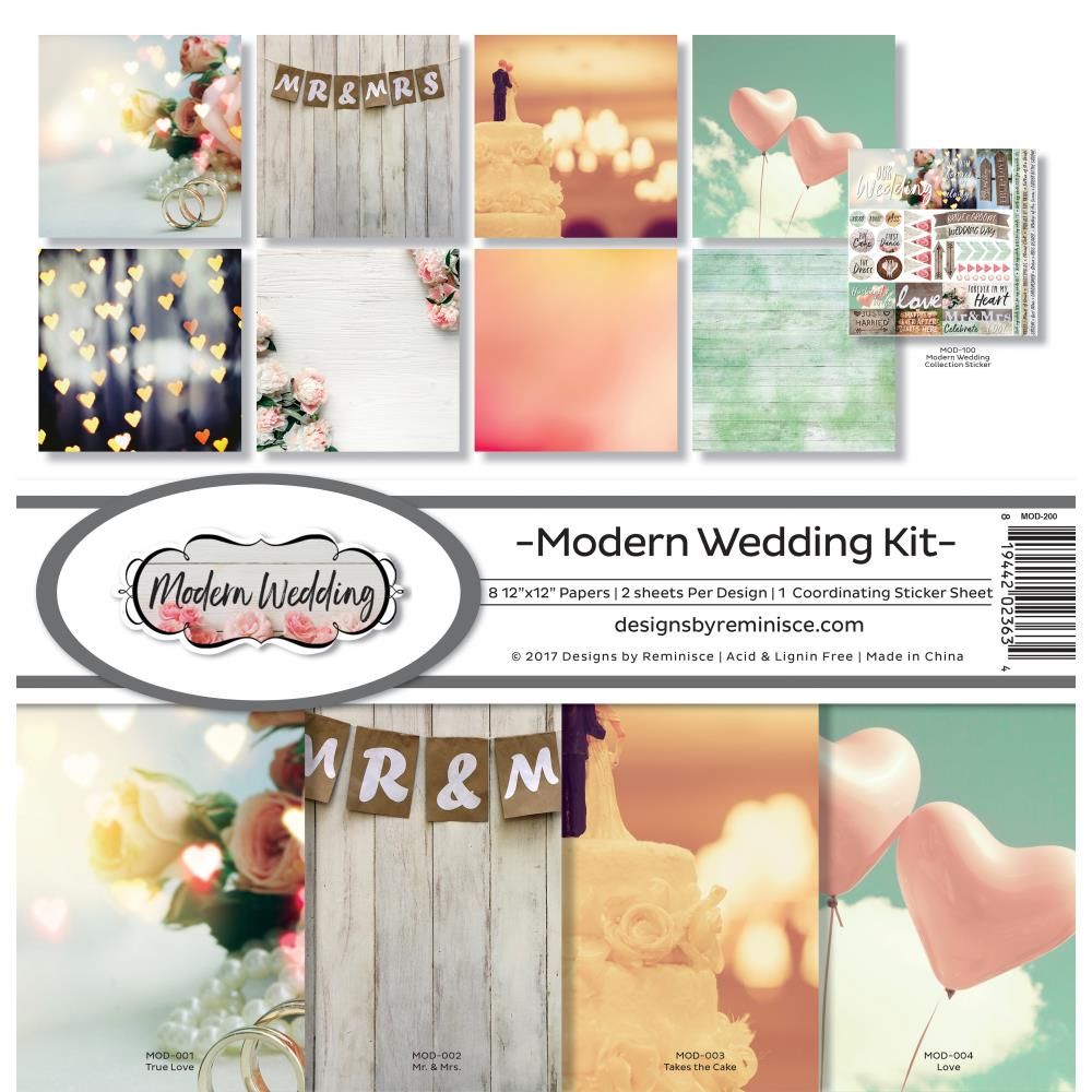 Reminisce - 12&quot;x12&quot; Paper Pack - Modern Wedding Kit
