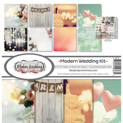 Reminisce - 12"x12" Paper Pack - Modern Wedding Kit