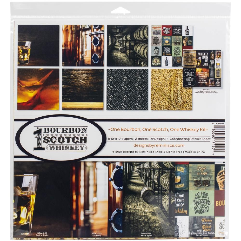 Reminisce - 12&quot;x12&quot; Paper Pack - One Bourbon, One Scotch, One Whiskey Kit
