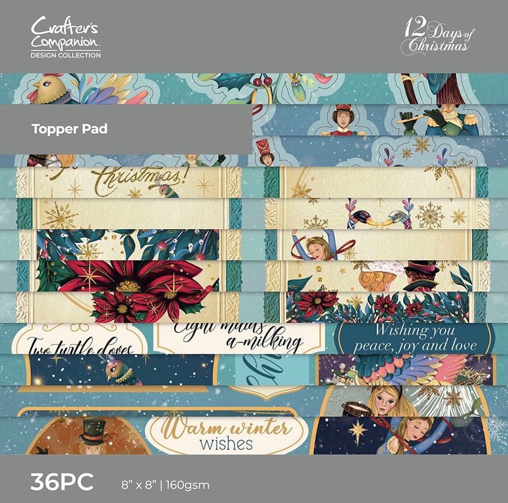 Crafters Companion - 12 Days of Christmas Topper 8&quot;x8&quot; Pad