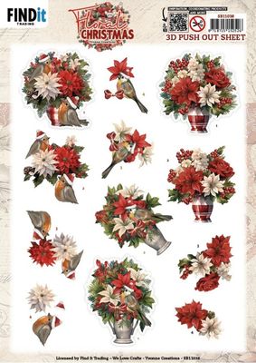Find It Trading - 3D Paper Tole sheet - Floral Christmas