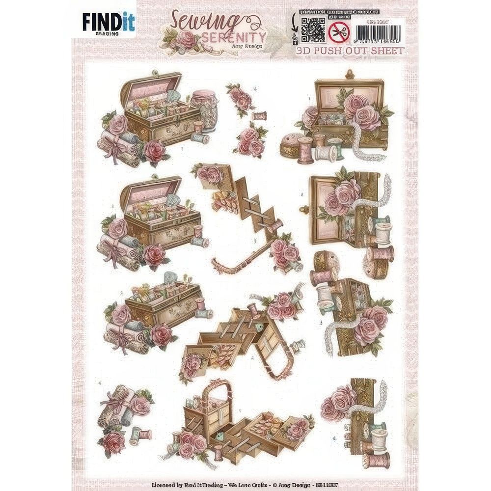 Find It Trading - 3D Paper Tole sheet - Sewing Serenity - Sewing Box